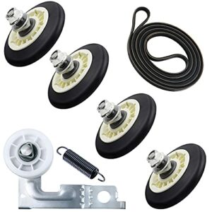 Upgraded Dryer Repair Kit Compatible with LG Kenmore Dryers Includes 4581EL2002C Dryer Drum Roller Assembly 4400EL2001A Dryer Belt and 4561EL3002A Dryer Motor Idler Pulley，Pictures 6, 7 are Fit Models