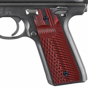 Guuun Ruger Mark IV 22/45 Lite Grips G10 Fits Ruger 22 45 Lite Generation 4 Rimfire Pistol NOT for Gen 3, OPS Eagle Wings Diamond Texture - RED
