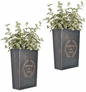 LESEN Rustic Metal Wall Planter Country Home Hanging Wall Vase Pocket for Plants or Flower Indoor or Outdoor Farmhouse Wall Decor,Set of 2…