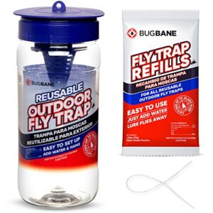 Reusable Fly Traps Outdoor. Outdoor Reusable Fly Trap with Fly Magnet Bait and Ties Included. Large Outdoor Fly Trap for Stable Ranch. Horse Fly Trap, Fly Catchers Outdoor, Fly Deterrent Outside