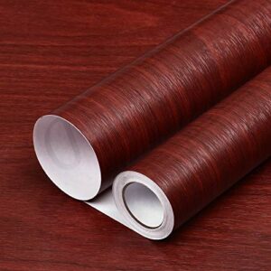 Caltero Red Brown Wood Contact Paper 17.7'' x 78.7'' Wood Grain Contact Paper Self Adhesive Textured Wood Panel Film for Decorative Wall Covering Shelf Liners Cabinet Countertop