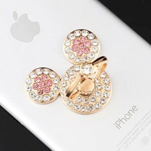 Universal 360 Degree Rotating Finger Ring Stand Holder for Cell Phone or Tablet - Crystal Rhinestone Pink Mouse