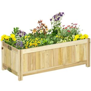 Outsunny 28'' x 12'' Foldable Raised Garden Bed, Wooden Planter Box, Herb Garden Planter for Backyard, Patio to Grow Vegetables, Herbs, and Flowers