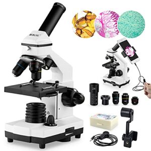 100X-2000X Microscopes for Kids Students Adults, with Microscope Slides Set, Phone Adapter, Powerful Biological Microscopes for School Laboratory Home Education