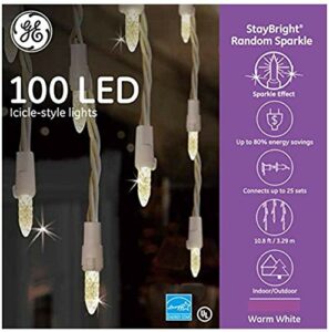 GE StayBright 100-Count Sparkling White Icicle LED Plug-in Christmas Icicle Light