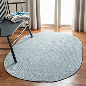 SAFAVIEH Braided Collection 3' x 5' Oval Light Blue BRD176A Handmade Country Cottage Reversible Cotton Area Rug