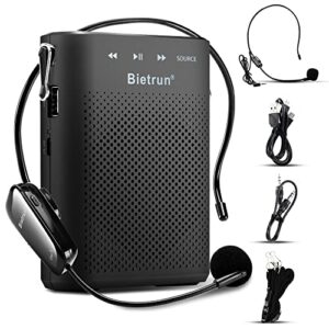 20W Wireless Voice Amplifier for Teachers with Wireless Microphone Headset, Bietrun Portable Rechargeable(Work of 6 hrs)Loud Bluetooth PA Speaker with Wired Mic Headset for Teaching, Coach, Instructor