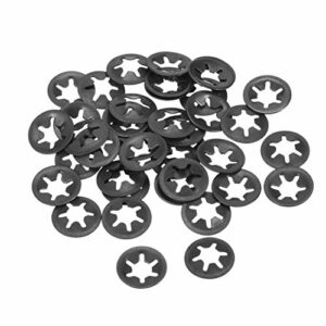 uxcell M5 Star Locking Washer 4.3mm I.D. 12mm O.D. Internal Tooth Lock Washers Push-On Locking Speed Clip 65Mn Black Oxide Finish 40pcs