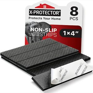 X-Protector Rubber Strip - 8 PCS Rubber Pads 1 x 4 - Black Non Slip Pad - Universal Grip Strips - Self-Adhesive Rubber Strips - Premium Rubber Feet for Keyboard, Appliances, and Other Small Things!