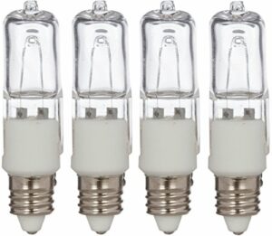 Simba Lighting Halogen E11 T4 75 Watt 780lm 120 Volt Light Bulb (4 Pack) for Chandeliers, Pendants, Table Lamps, Cabinet Lighting, Mini-Candelabra Base, 75W JD 110V 120V 130V Warm White 2700K Dimmable