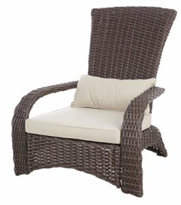 Patio Sense 62172 Deluxe Coconino Wicker Lounge Chair All Weather Wicker Armchair Lightweight Durable Adirondack Style Includes 3