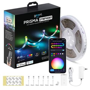 Geeni Prisma Symphony Smart LED Strip Lights, RGBIC Neon Color Changing WiFi Lights with App Remote Control and Music Sync, Compatible with Alexa and Google Home, 16.4 ft