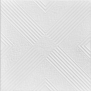 A la Maison Ceilings R34 Pyramid Illusion Foam Glue-up Ceiling Tile (21.6 sq. ft./Case), Pack of 8, Plain White, 21