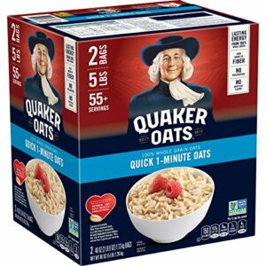 Quaker Quick 1-Minute Oatmeal, Non GMO Project Verified, Two 40 oz Bags in Box (Pack of 2), 55 Servings