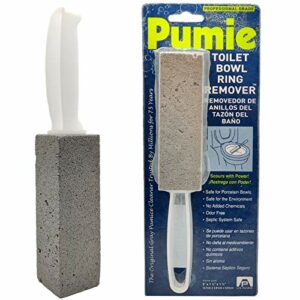 Pumie Toilet Bowl Ring Remover, TBR-6, Grey Pumice Stone with Handle, Removes Unsightly Toilet Rings, Stains from Toilets, Sinks, Tubs, Showers, Pools, Safe for Porcelain, 1 Pack