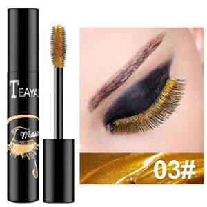 Gold Mascara Volume and Length, Colored Vibely Thrive Mascara Liquid Lash Extensions Mascara Waterproof Makeup for Women&Girls (03#Gold)