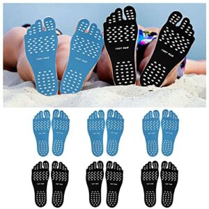 6 Pairs Beach Foot Pads Barefoot Insoles Adhesive Invisible Shoes Stick on Soles Stickers Anti-Slip Waterproof Silicone Unisex Foot Pads for Surfing Yoga Swimming Walking Spa Water Party Supplies