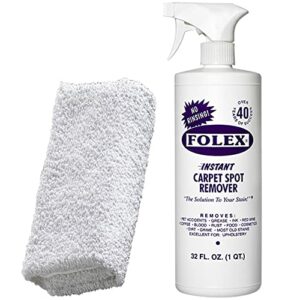 FOLEX Instant Carpet Spot Remover + Daley Mint Cloth | Instant Rug, Upholstery, and Carpet Spot Remover Kit for Home, 32oz