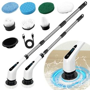Electric Spin Scrubber, TSGLO 2022 New Cordless Shower Cleaning Brush with 7 Replaceable Brush Heads&Adjustable Extension Long Handle, 360 Power Tub&Tile Scrubber for Bathroom, Glass, Sink, Floor