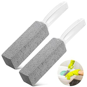 2 Pack Toilet Cleaner Hard Water Build up Remover with Ergonomic Handle, Toilet Bowl Stain Ring Remover, Pumice Stone Toilet Cleaner Tool Stain Hard Water Ring Remover for Toilet, Pool, Bathroom, Sink