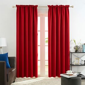 Deconovo Christmas Curtains for Living Room, Red Blackout Curtains 84 Inch Length 2 Panels Set, Solid Rod Pocket Bedroom Curtains - True Red, 42W x 84L Inch, Set of 2 Panels