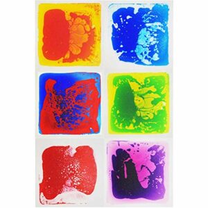 LONGKING Six (6) Assorted Color 12in X 12in Liquid Floor Tiles - Yellow and Orange, Yellow and Green, Red and Blue, Purple, Red, Blue