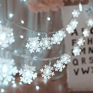 Christmas Lights, Christmas Decorations Snowflake String Lights 19.6 ft 40 LED Fairy Lights Battery Operated Waterproof for Xmas Garden Patio Bedroom Party Decor Indoor Outdoor Celebration Lighting