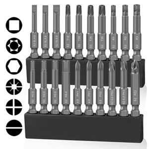 2In Magnetic Screwdriver Bits Hex Head Allen Wrench Drill Bits, Torx Star Square Slotted Phillips Drill Bits Anti Slip Screwdriver Bit Set for Cordless,Electric Drill,Hand Drill (20PCS)