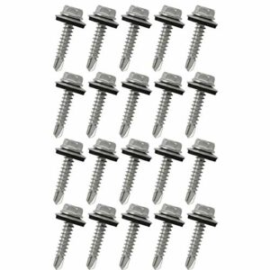 PSCCO 20PCS #10 x 1 Inch Metal Roofing Screws Galvanized Hex Head Sheet Metal Roof Screw for Corrugated Roofing