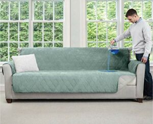 Mighty Monkey Premium Water and Slip Resistant X-Large Oversized Sofa Slipcover, Seat Width Up to 78 Inch, Absorbs 6 Cups of Water, Oeko Tex Certified, Suede-Like, Cover for Couches, Sofa, Seafoam