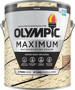 Olympic Maximum Wood Sealer For Decks, Fences, Siding, and Other Outdoor Wood Structures, Transparent, Clear, 1 Gallon