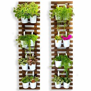ShopLaLa Wall Planter - 2 Pack, Wooden Hanging Large Planters for Indoor Outdoor Plants, Live Vertical Garden, Plant Wall, Wall Mount Plant Holder Stand Decor Garden Wall Trellis for Climbing Plants