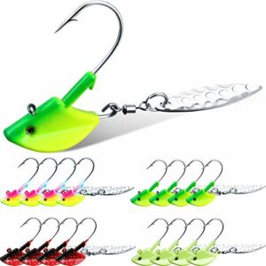 16 Pieces Underspin Jig Heads Fishing Jig Heads Hook with Willow-Shaped Blade Swimbait Jig Heads Spinner for Bait Lure Freshwater Fishing Saltwater Fishing (Multi-Color, 7 g/ 1/4 oz)