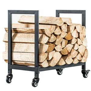 Firewood rack log holder,with wheels 25 inches can bear 400 pounds,easy to assemble firewood holder firewood frame,firewood cart,used for indoor outdoor fireplace tools