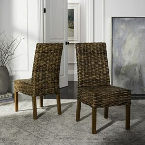 Safavieh Home Collection Aubrey Walnut Wicker Side Chair, Set of 2