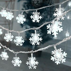Christmas Lights, 20 Ft 40 LED Snowflake String Lights Battery Operated Waterproof Fairy Lights for Bedroom Patio Room Garden Party Home Xmas Decor Indoor Outdoor Christmas Tree Decorations Cool White