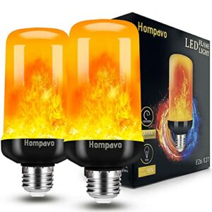 【Upgraded】 Christmas Decorations LED Flame Lights Bulbs Outdoor Indoor, 4 Modes Flickering Light Bulbs with Upside Down Effect, E26/E27 Base Flame Bulb for Yard, Party, Porch, Home Decoration (2 Pack)