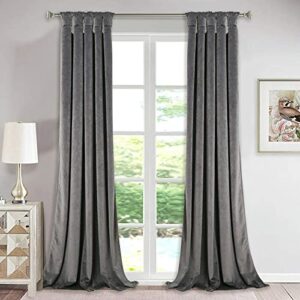 StangH Grey Velvet Curtains 84-inch - Twist Tab Top Design Blackout Drapes for Living Room / Bedroom Window Decor, W52 x L84-inch, 2 Panels
