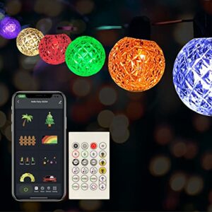 Led Smart String Lights, Shatterproof Solatec 25 RGBW LED Bulbs Color Changing IP65 Waterproof Light App Control with DIY Color Scenes, Music Modes, Bluetooth 21.2ft Globe Lights for Backyard Porch