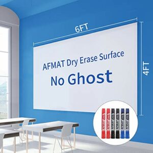 Dry Erase Whiteboard Paper, Large White Board Stickers for Wall, 6x4ft Dry Erase Paper Roll with Adhesive Backing, Perfect Replacement for White Board, No Ghost After 60 Days, 6 Much Better Markers