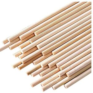 25PCS Dowel Rods Wood Sticks Wooden Dowel Rods - 1/4 x 12 Inch Unfinished Bamboo Sticks - for Crafts and DIYers
