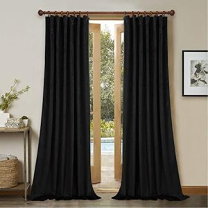 StangH Blackout Velvet Curtains for Window - Back Tab Design Thermal Insulated Curtain Panels 108 inches Long Backdrop Curtains for Studio / Theater / Patio Door, Black, 52 x 108, 2 Panels