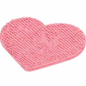 Heart Shaped Rug Love Decorative Floor Mat Heart Shag Shower Mat Non Slip Washable Doormat Entrance Welcome Carpet for Home Living Room Sofa Bathroom Floor, 20 x 24 Inches (Pink)