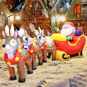 Joiedomi 9.5 ft Christmas Inflatable Reindeer Santa Claus on Sleigh, Inflatable Christmas Yard Decorations Xmas for Blow Up Yard, Indoor Garden Christmas Outdoor Decoration