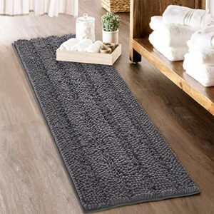 Grey Bath Rugs - Soft Large Bathroom Rugs Farmhouse Floor Cover Water Absorbent Bath Mat Shower Carpet for Toilet Door Way Kitchen Kids Baby, 60