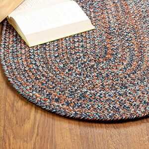 Super Area Rugs Cantebury Handmade Farmhouse Indoor/Outdoor Braided Rug Navy, Light Blue, Red 3' x 5' Oval